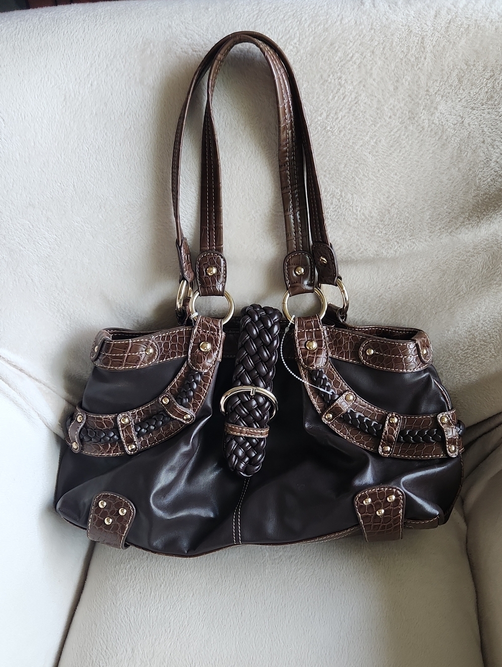 Pritzi Dark Brown Braided Hobo Shoulder Bag Y2K